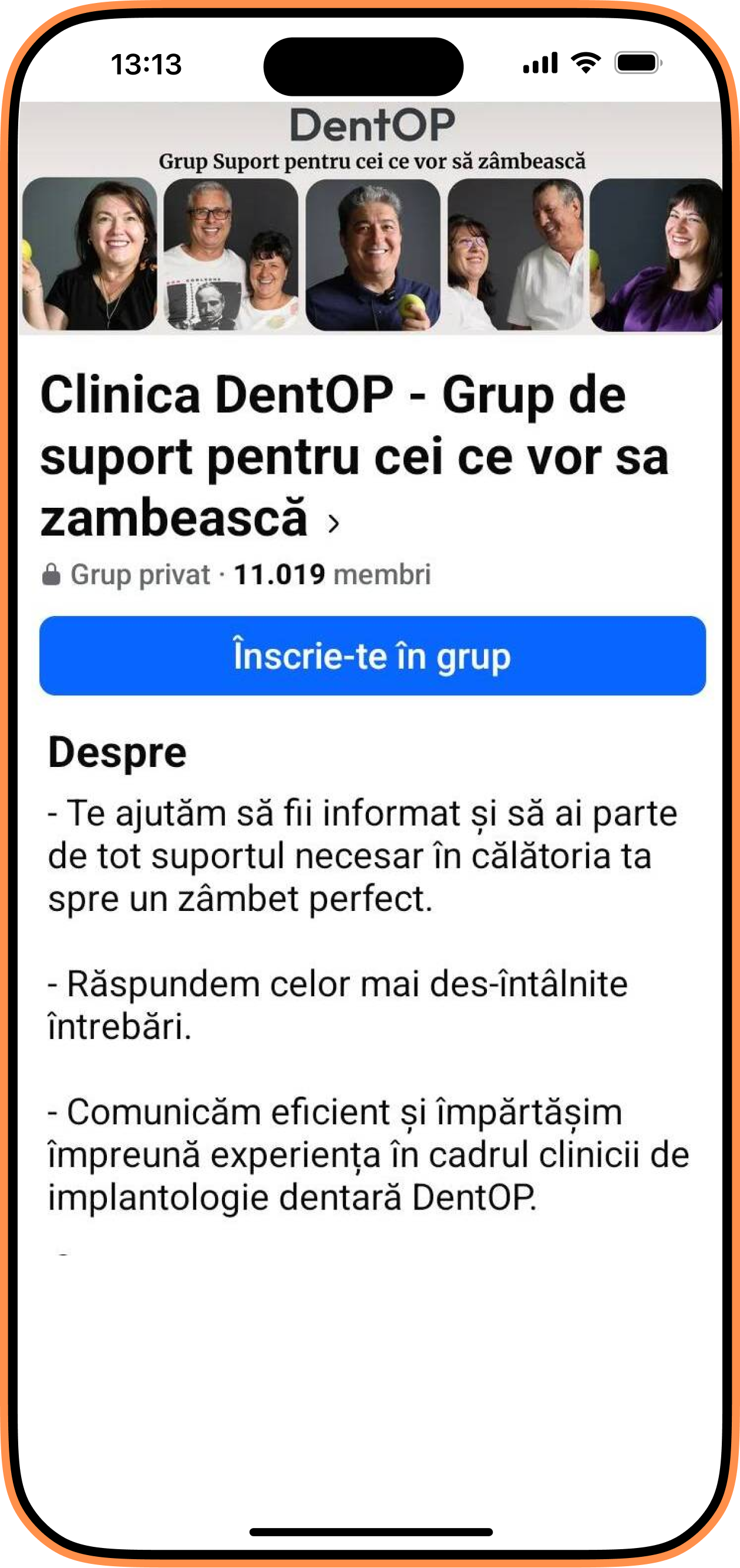 Facebook DentOP community group screenshot